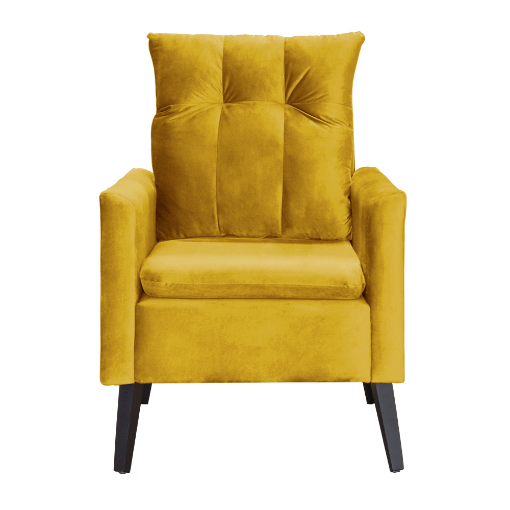 Poltrona Decorativa Ligia Luxo Veludo Mostarda - DS Estofados