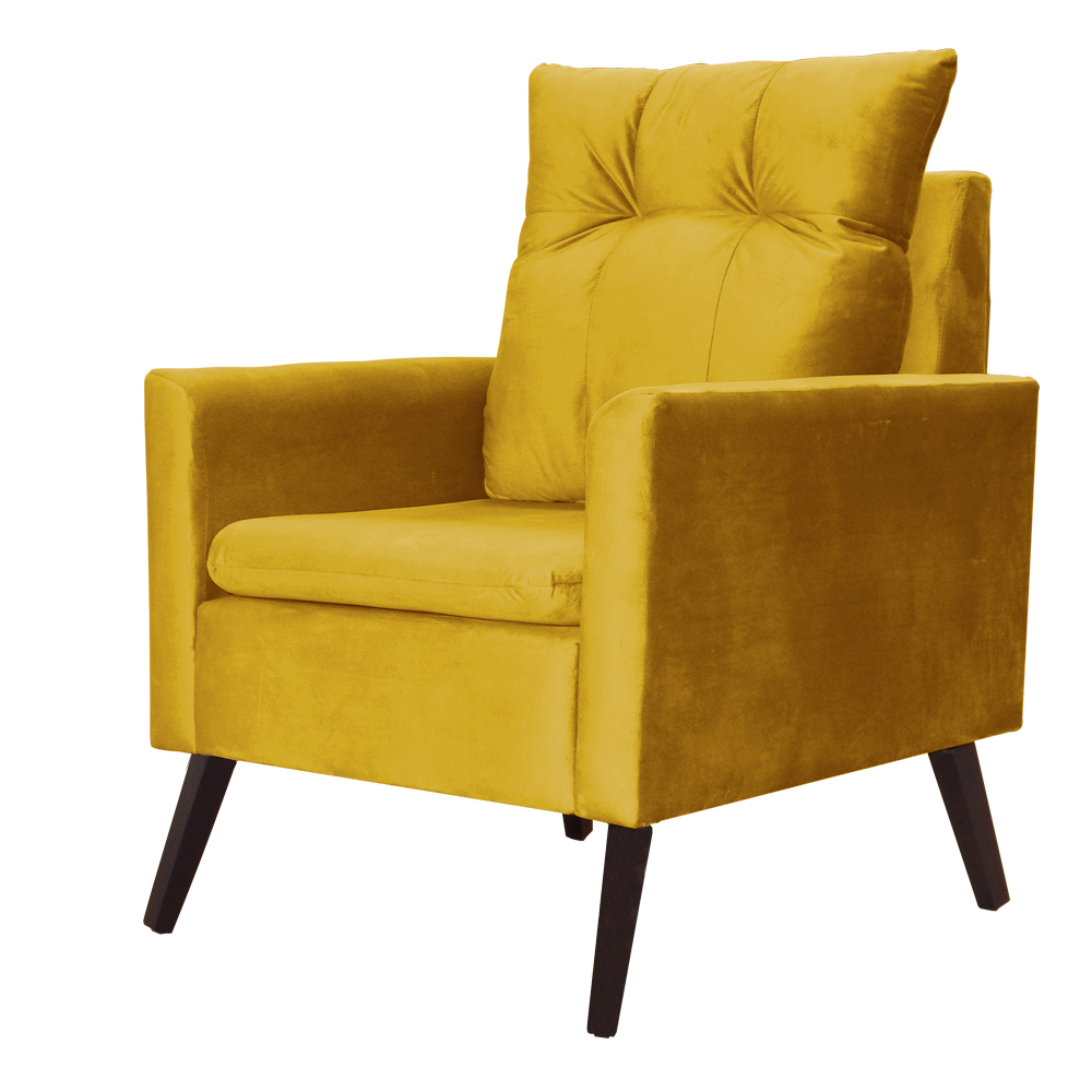 Poltrona Decorativa Ligia Luxo Veludo Mostarda - DS Estofados