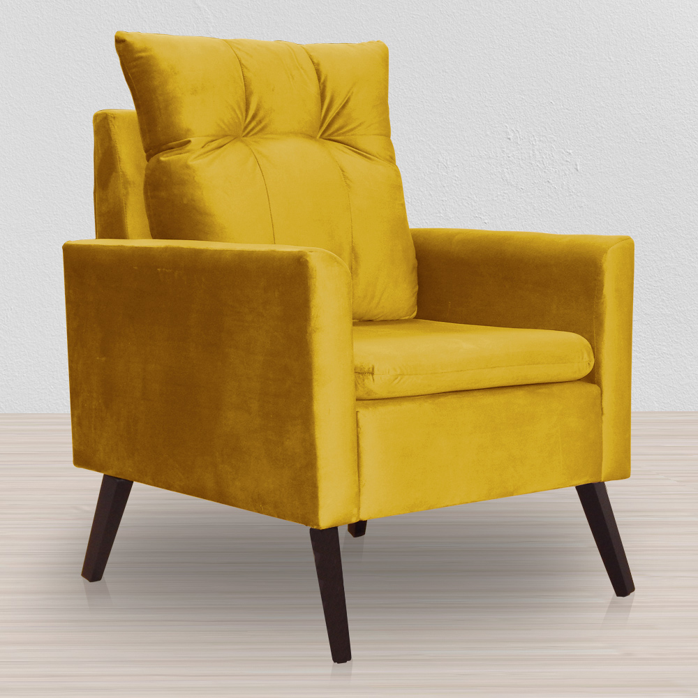 Poltrona Decorativa Ligia Luxo Veludo Mostarda - DS Estofados