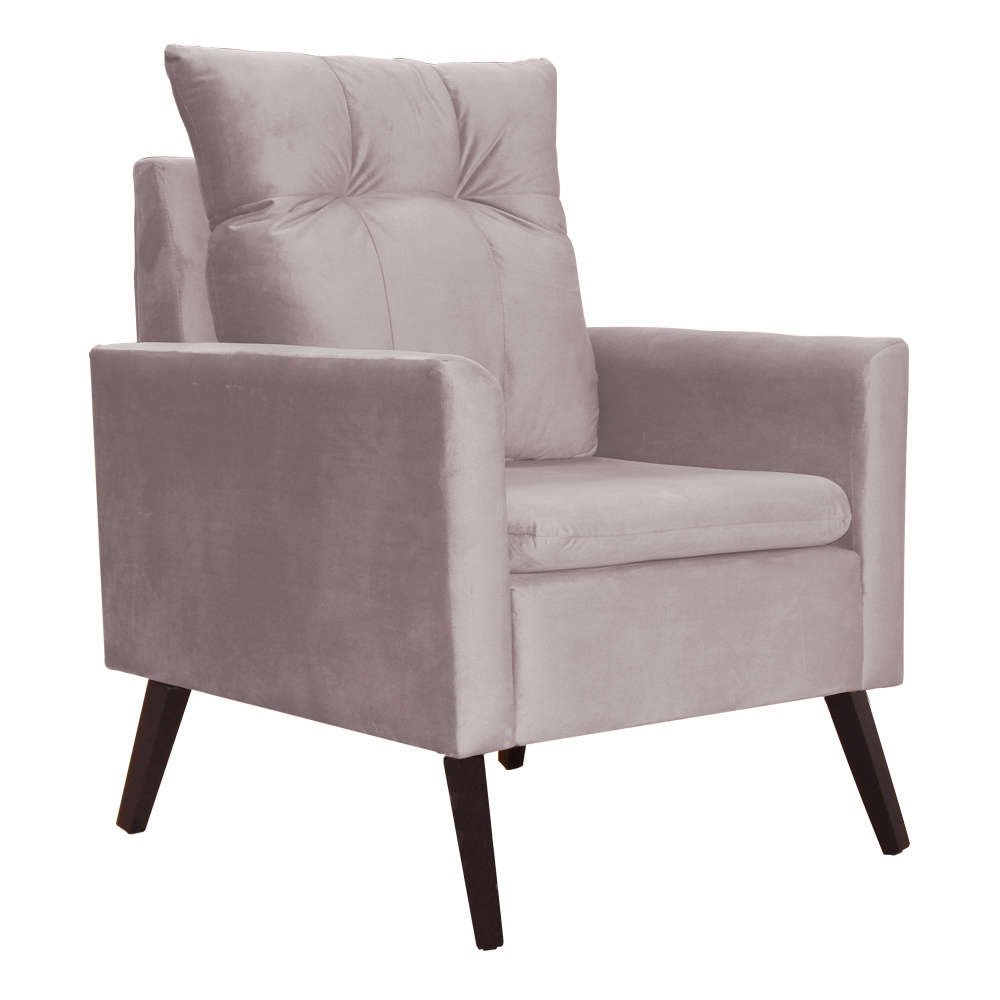 Poltrona Decorativa Ligia Luxo Veludo Rosê - DS Estofados