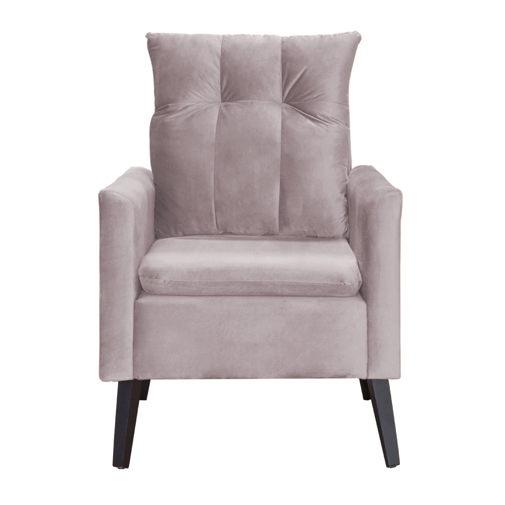 Poltrona Decorativa Ligia Luxo Veludo Rosê - DS Estofados