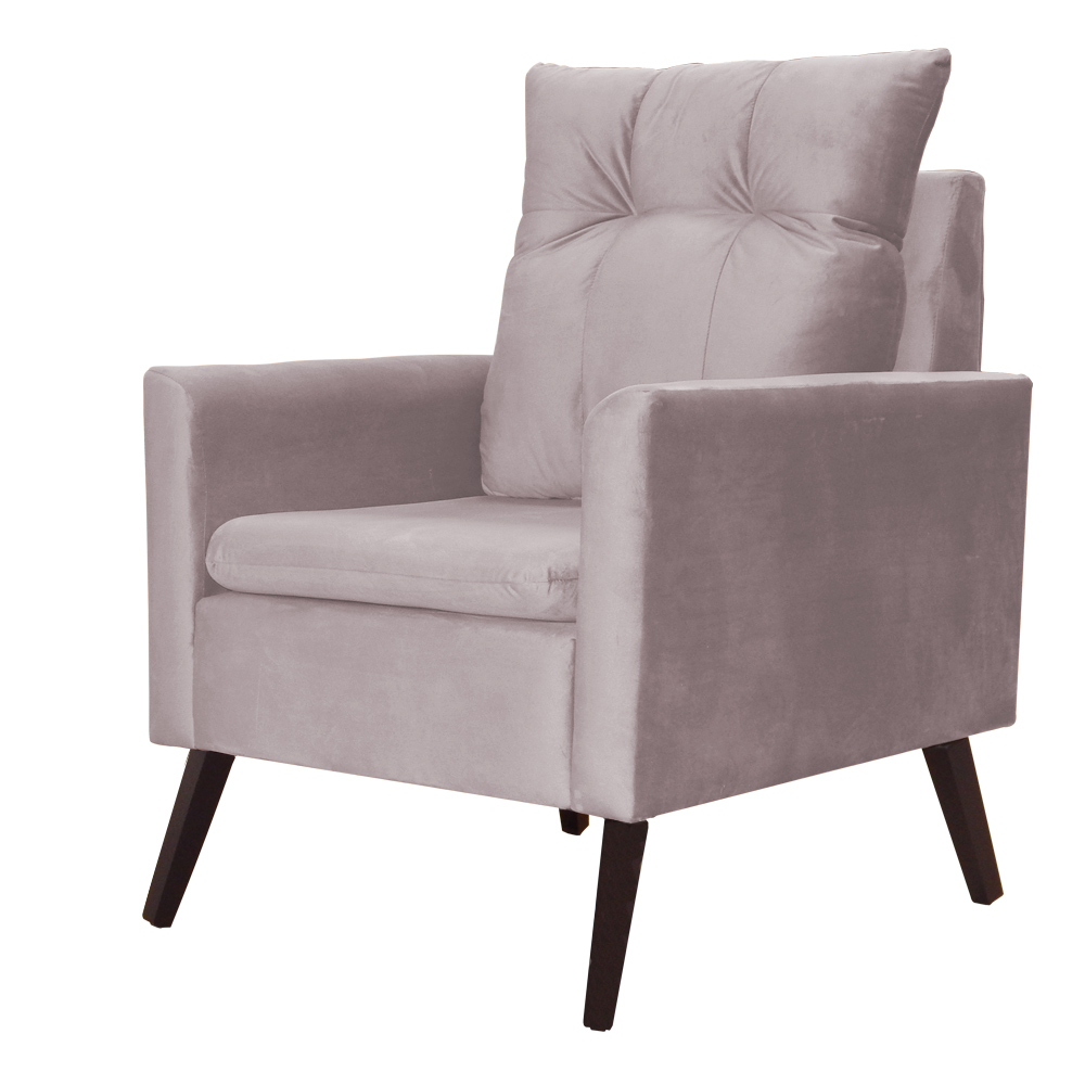 Poltrona Decorativa Ligia Luxo Veludo Rosê - DS Estofados