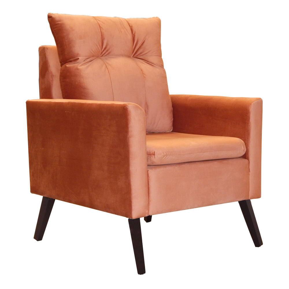 Poltrona Decorativa Ligia Luxo Veludo Terracota - DS Estofados