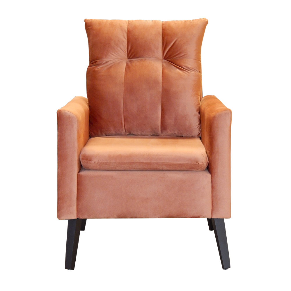 Poltrona Decorativa Ligia Luxo Veludo Terracota - DS Estofados