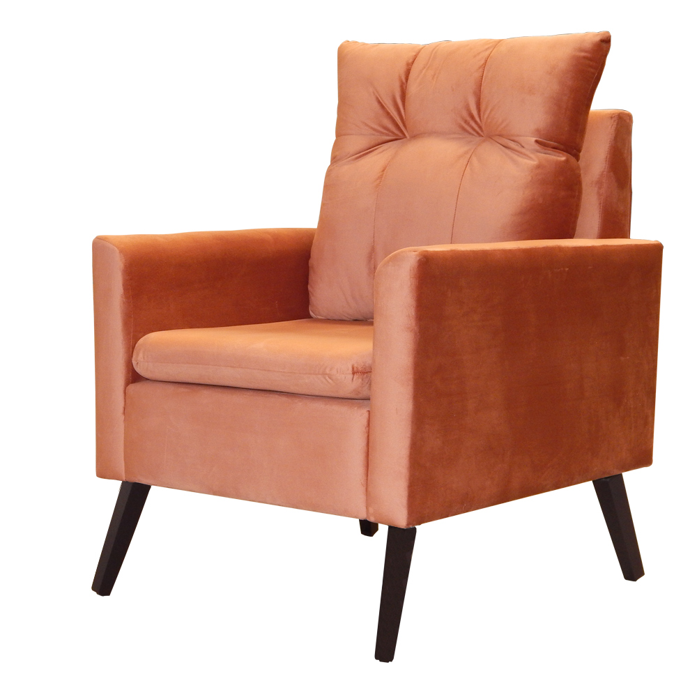 Poltrona Decorativa Ligia Luxo Veludo Terracota - DS Estofados