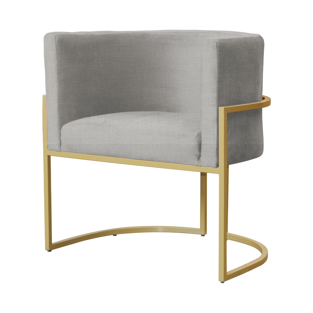 Poltrona Decorativa Luana Base em Metal Linho Bege