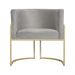 Poltrona Decorativa Luana Base em Metal Linho Bege