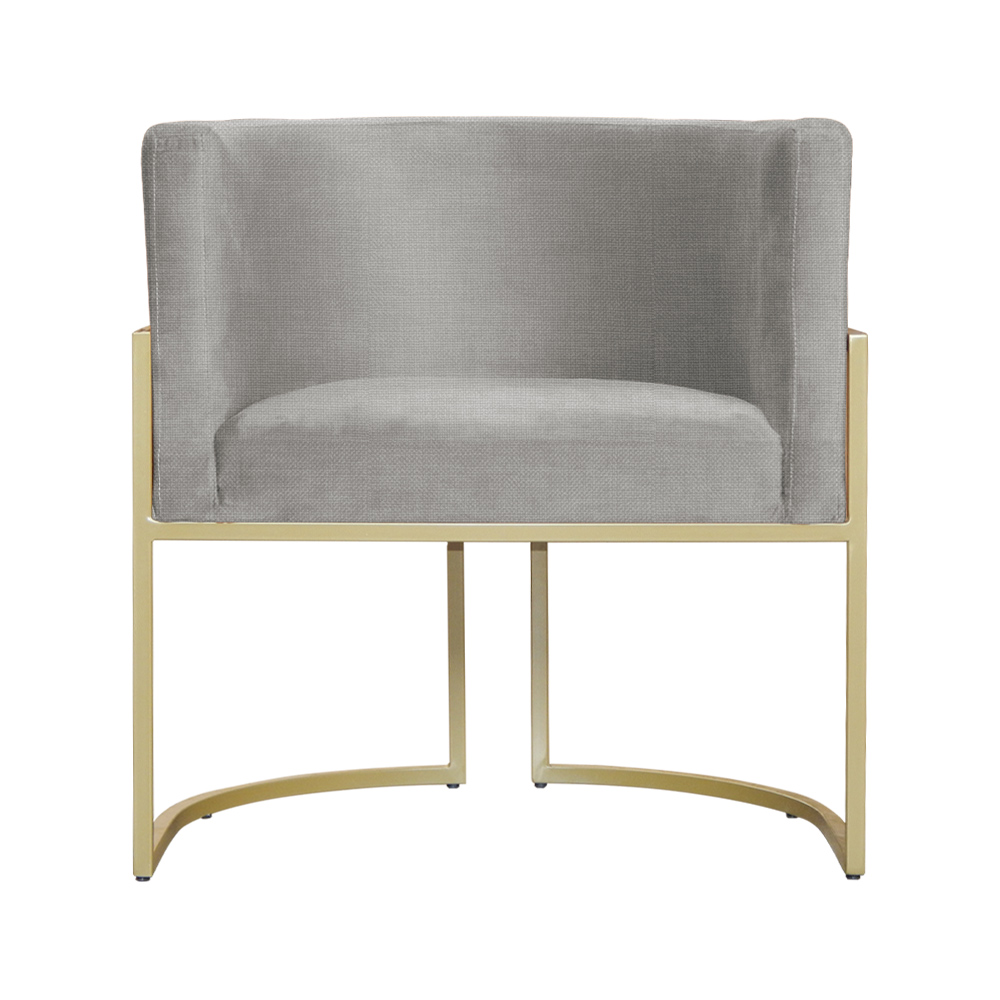 Poltrona Decorativa Luana Base em Metal Linho Bege