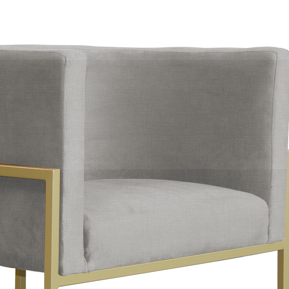 Poltrona Decorativa Luana Base em Metal Linho Bege
