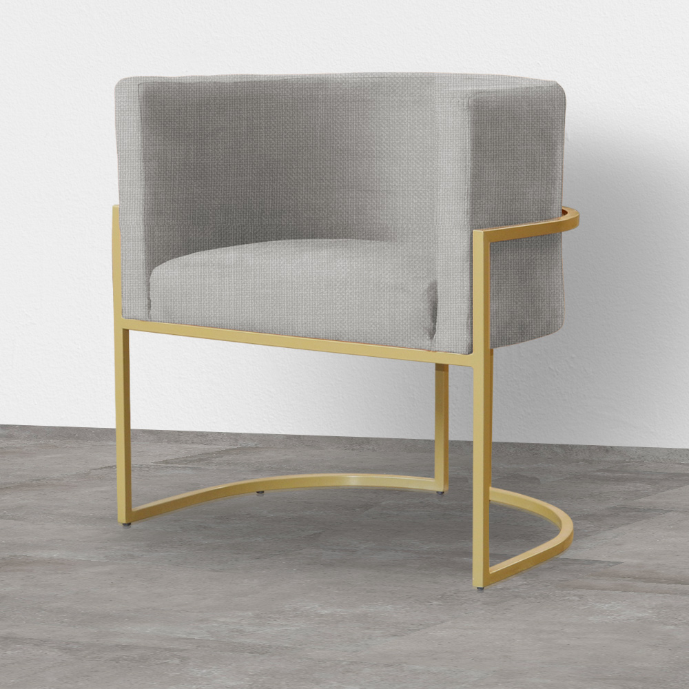 Poltrona Decorativa Luana Base em Metal Linho Bege