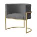 Poltrona Decorativa Luana Base em Metal Linho Cinza