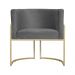 Poltrona Decorativa Luana Base em Metal Linho Cinza