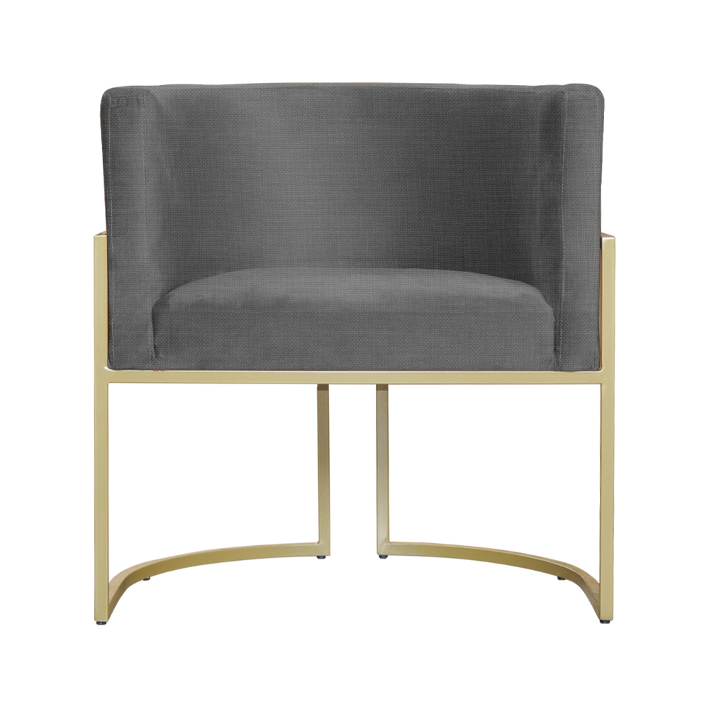 Poltrona Decorativa Luana Base em Metal Linho Cinza