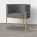 Poltrona Decorativa Luana Base em Metal Linho Cinza