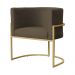 Poltrona Decorativa Luana Base em Metal Linho Marrom