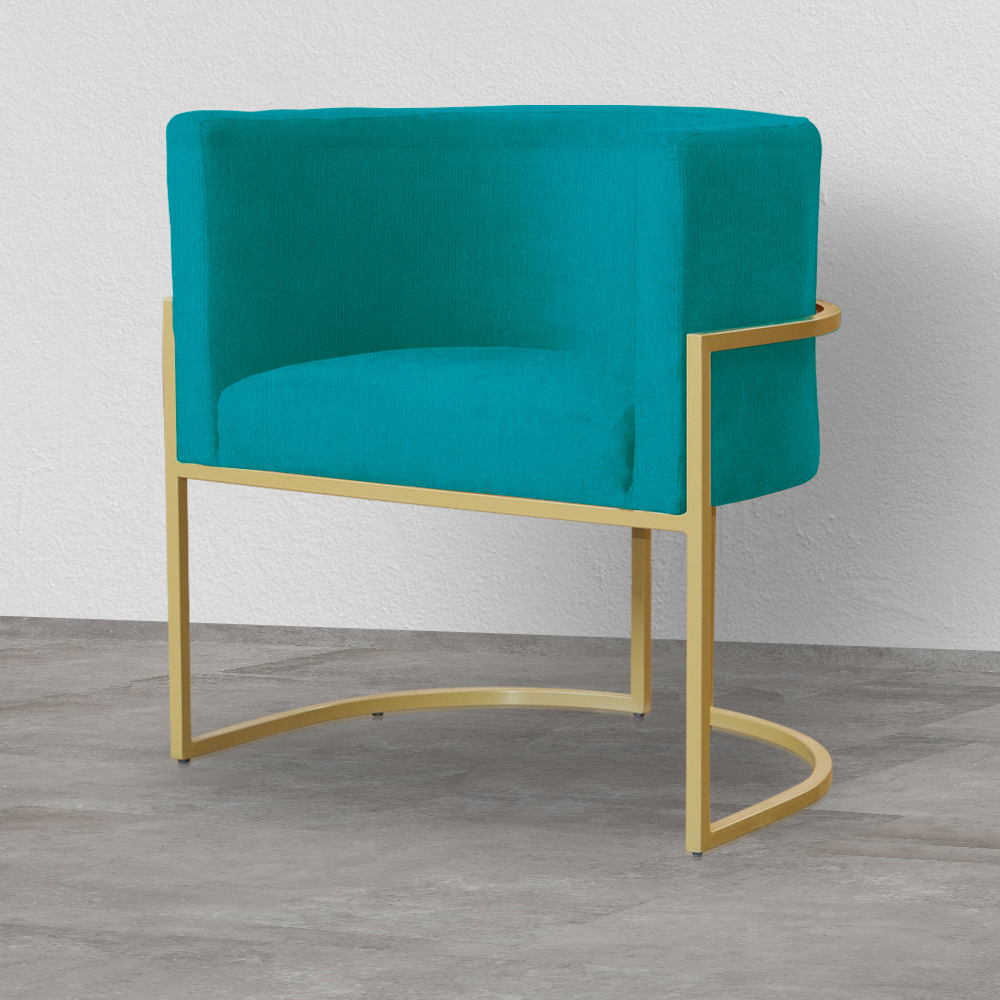 Poltrona Decorativa Luana Requinte Suede Azul Turquesa - DS Estofados