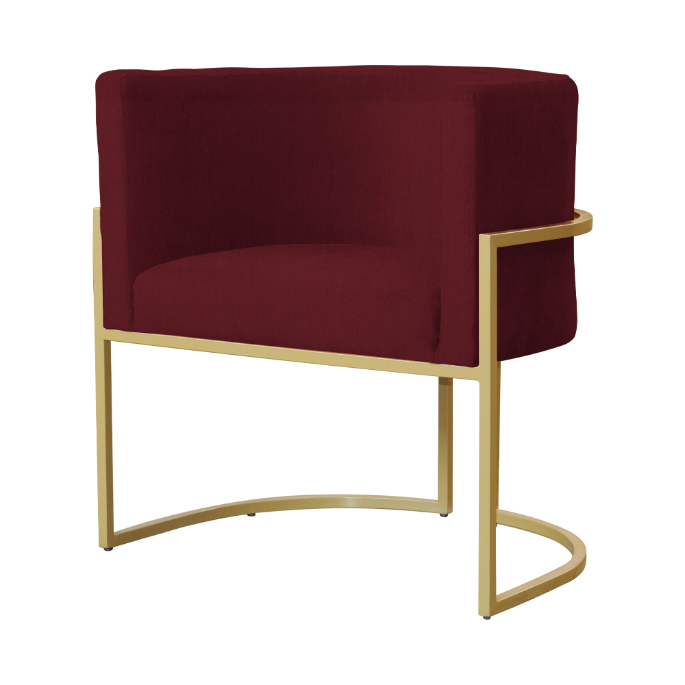 Poltrona Decorativa Luana Requinte Suede Bordô - DS Estofados