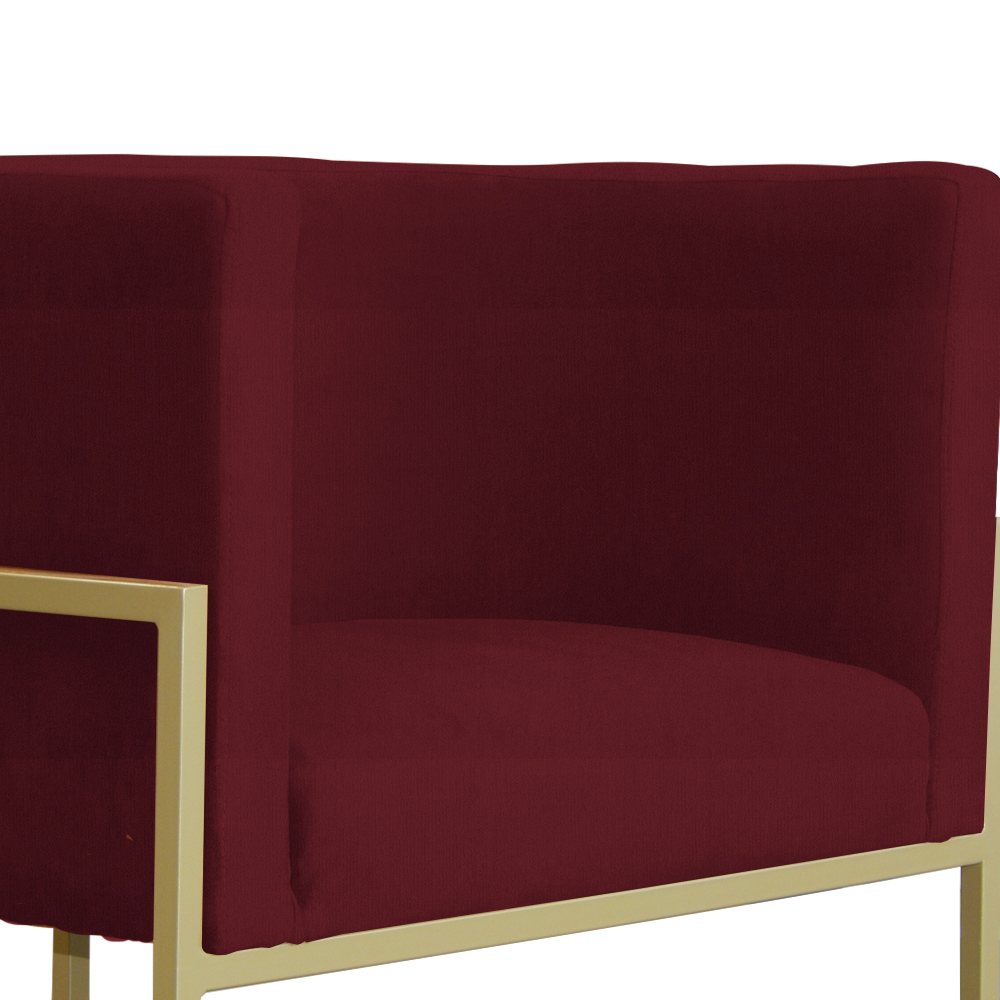Poltrona Decorativa Luana Requinte Suede Bordô - DS Estofados
