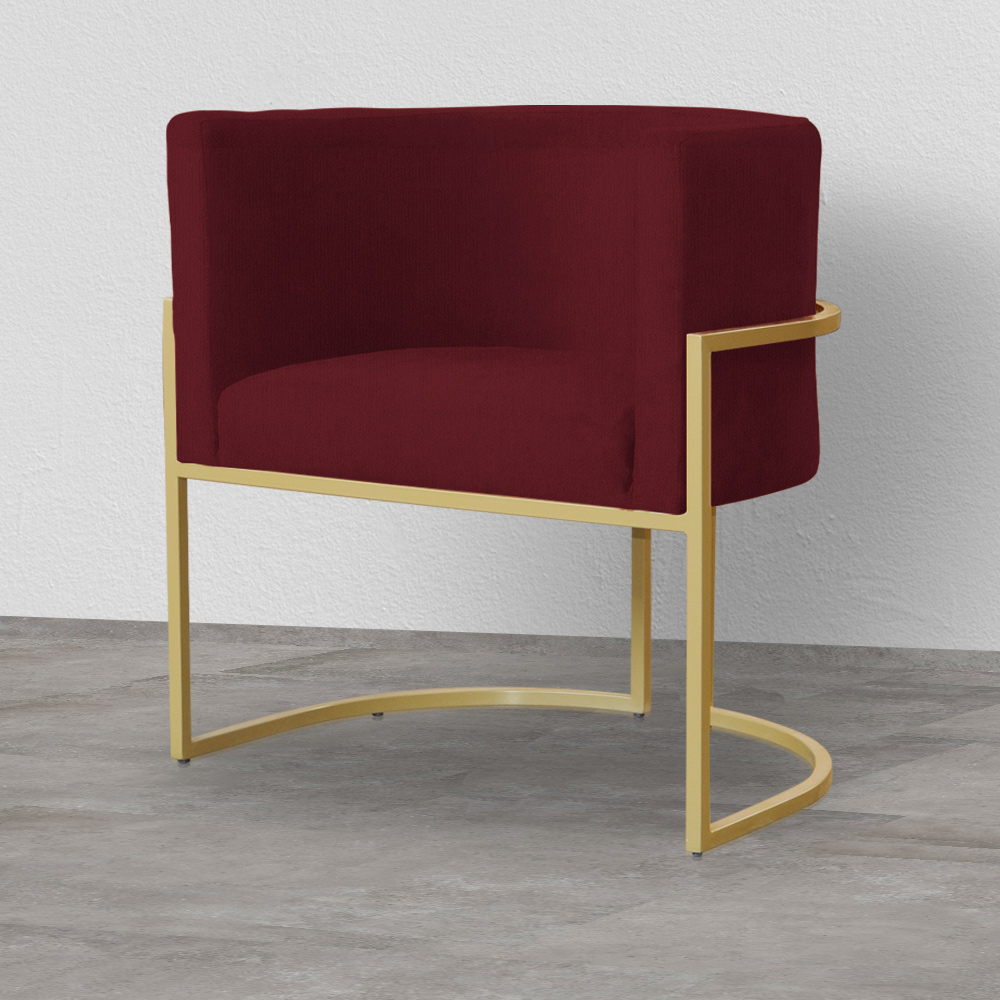 Poltrona Decorativa Luana Requinte Suede Bordô - DS Estofados