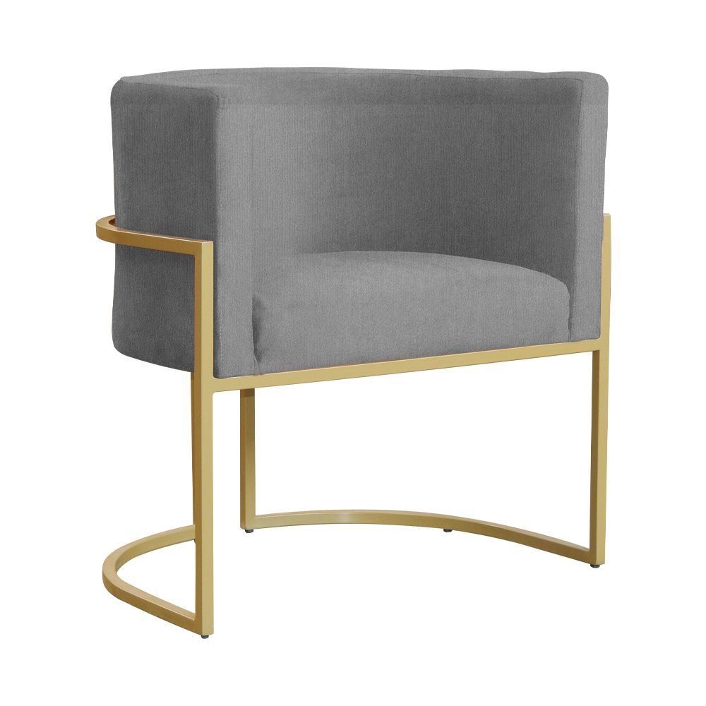 Poltrona Decorativa Luana Requinte Suede Cinza - DS Estofados