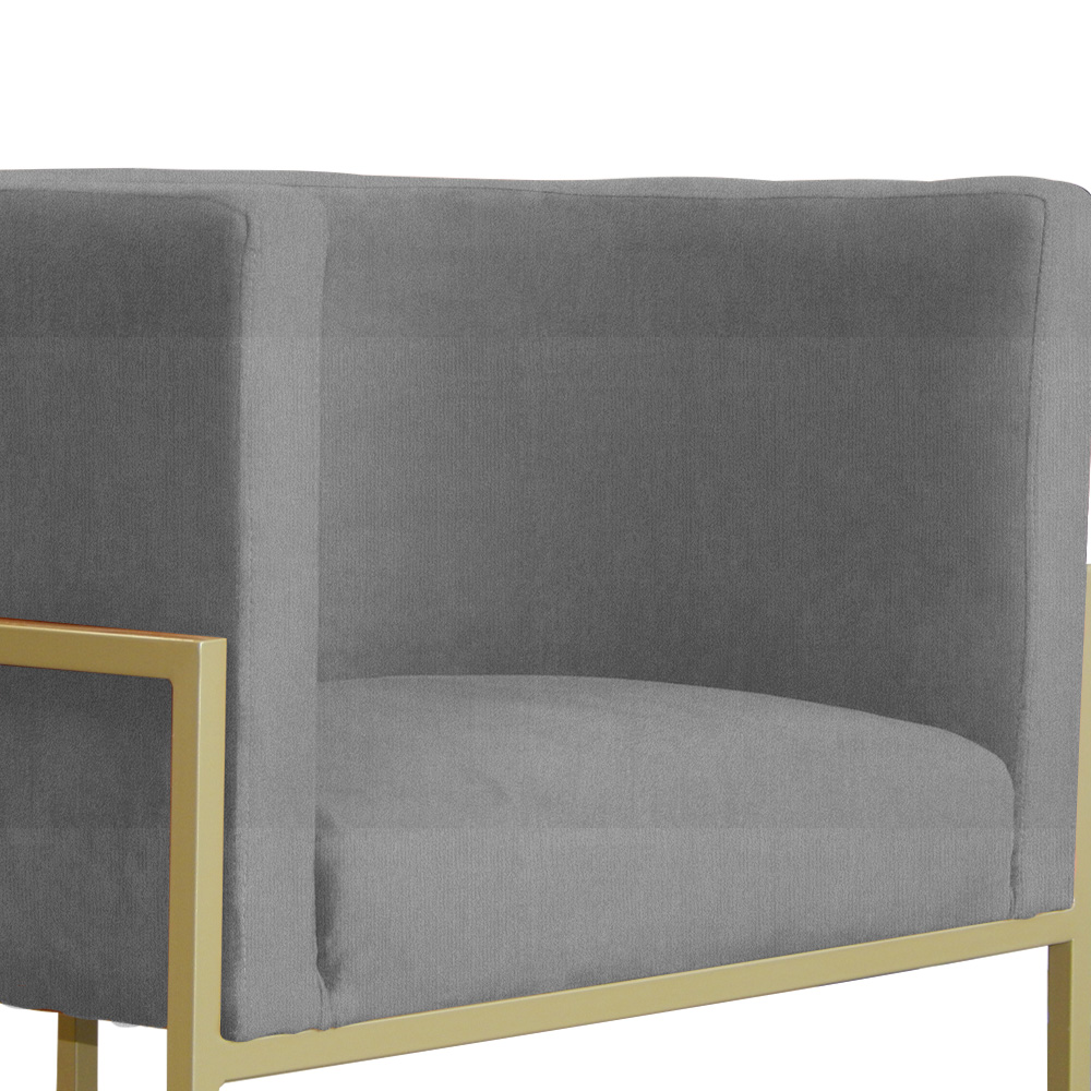 Poltrona Decorativa Luana Requinte Suede Cinza - DS Estofados