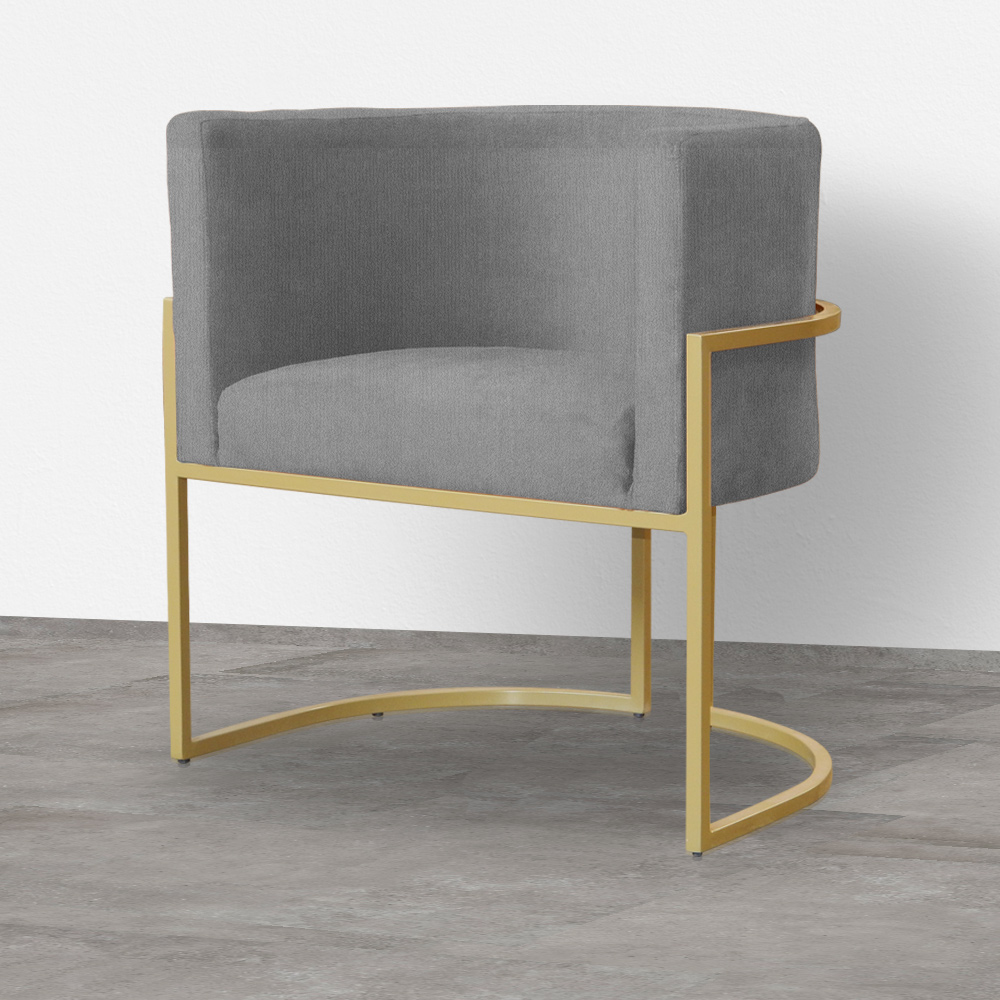 Poltrona Decorativa Luana Requinte Suede Cinza - DS Estofados