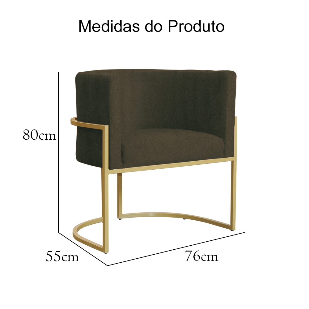 Poltrona Decorativa Luana Requinte Suede Marrom - DS Estofados