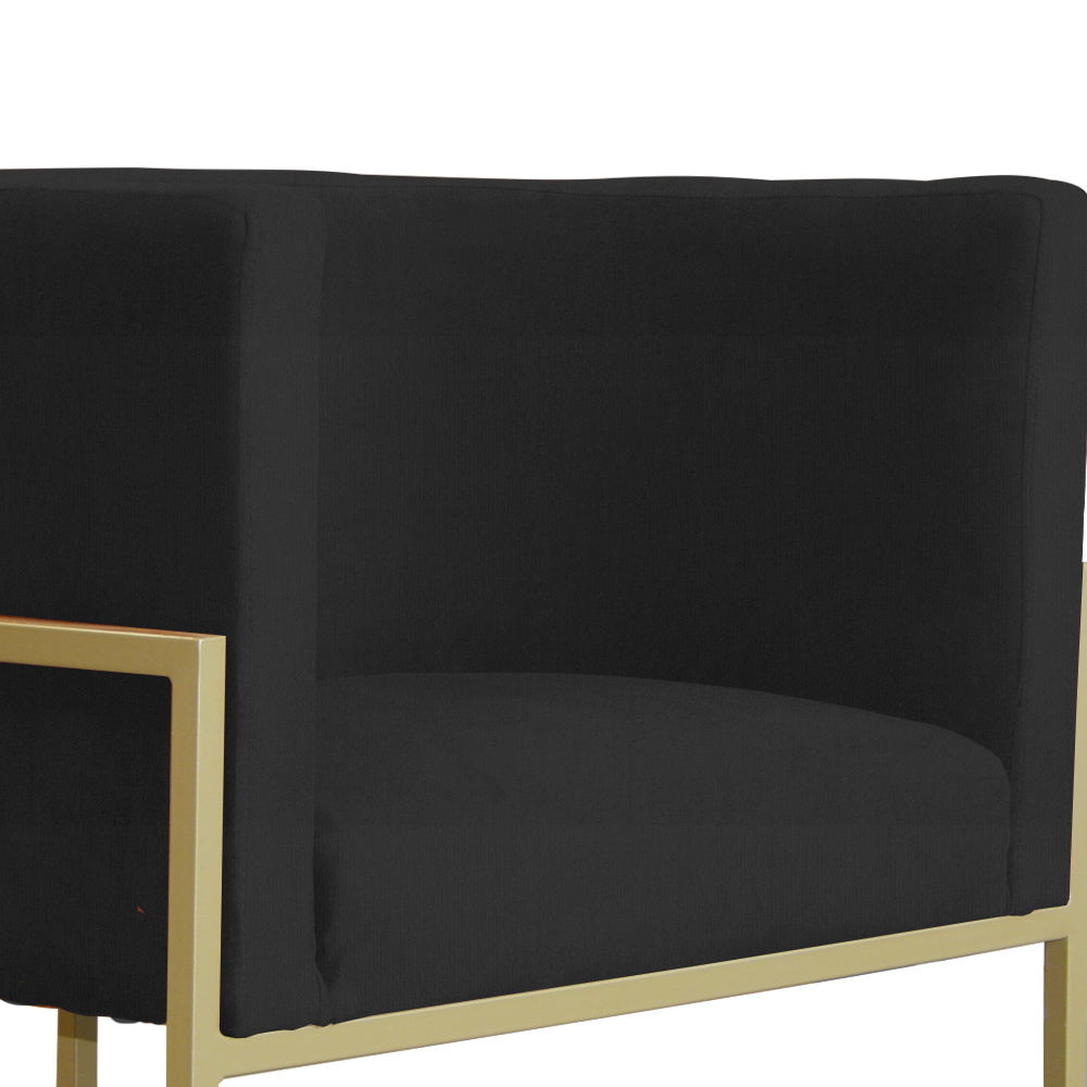 Poltrona Decorativa Luana Requinte Suede Preto - DS Estofados