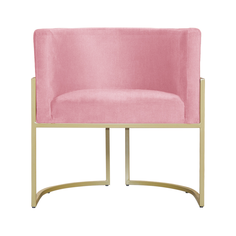 Poltrona Decorativa Luana Requinte Suede Rosa - DS Estofados