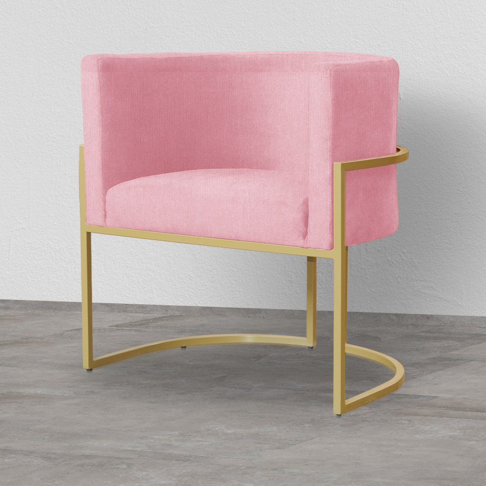 Poltrona Decorativa Luana Requinte Suede Rosa - DS Estofados