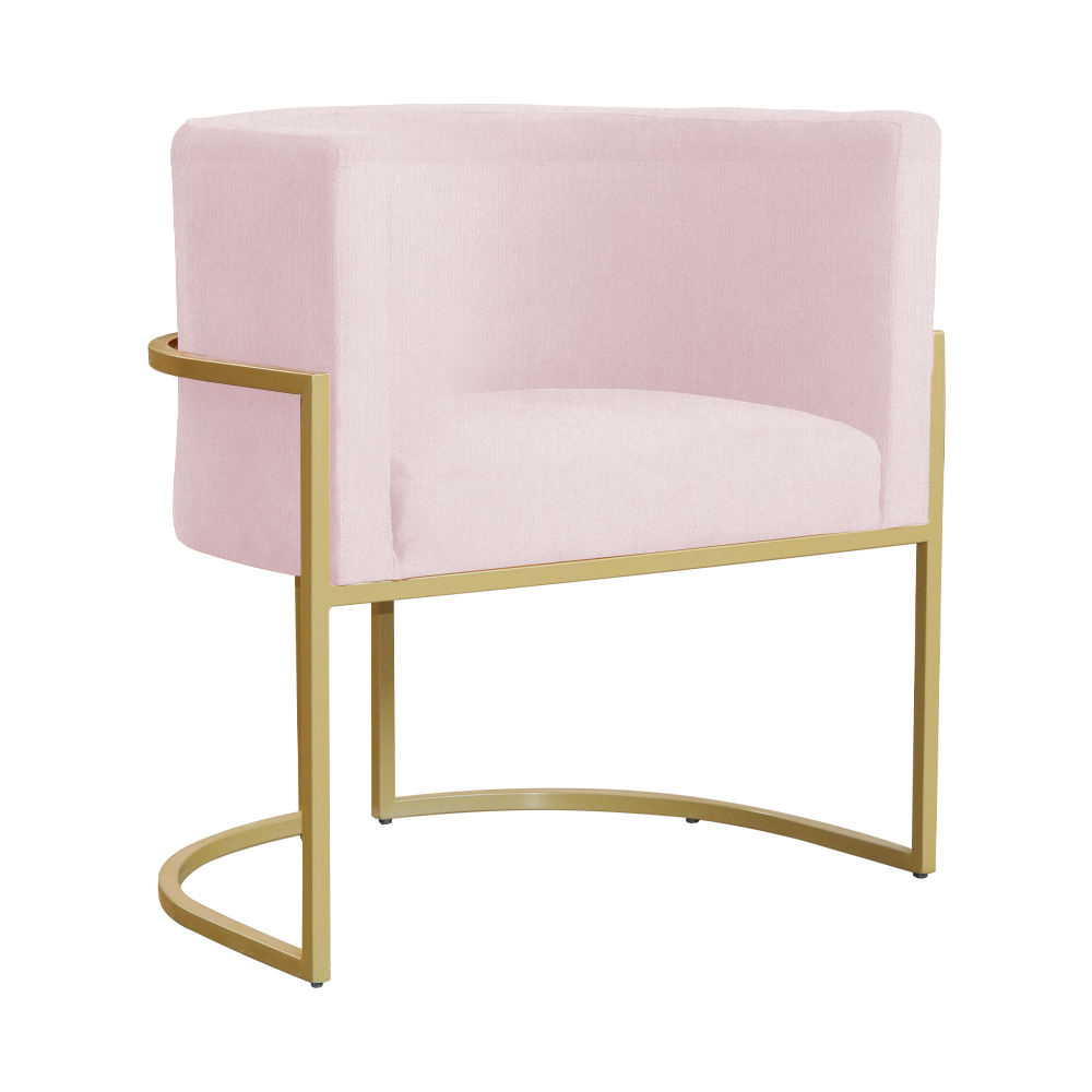 Poltrona Decorativa Luana Requinte Suede Rosa Bebê - DS Estofados
