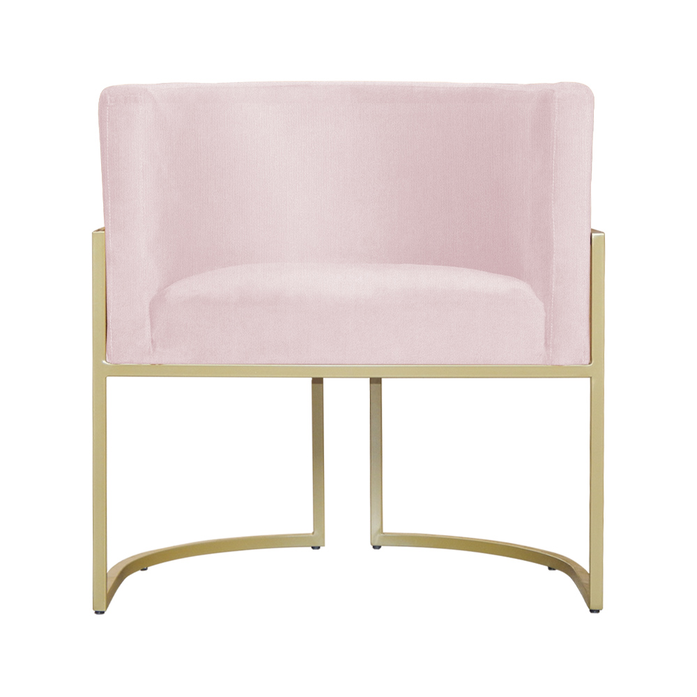 Poltrona Decorativa Luana Requinte Suede Rosa Bebê - DS Estofados