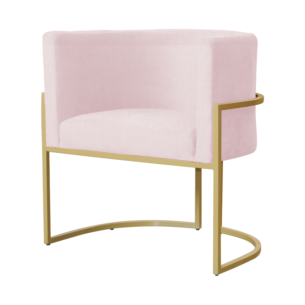 Poltrona Decorativa Luana Requinte Suede Rosa Bebê - DS Estofados