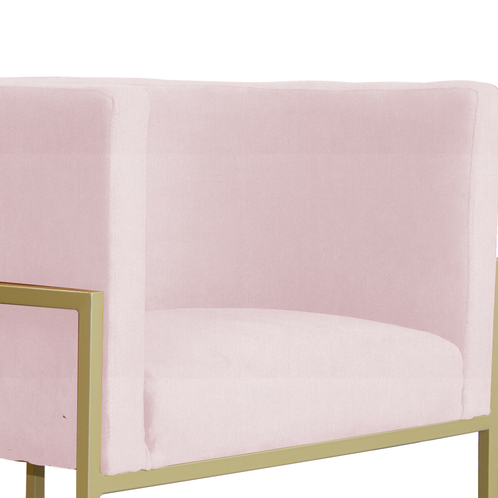 Poltrona Decorativa Luana Requinte Suede Rosa Bebê - DS Estofados