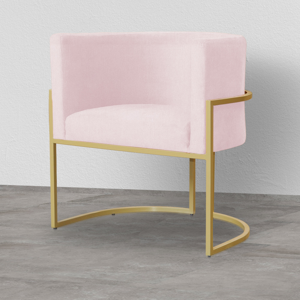 Poltrona Decorativa Luana Requinte Suede Rosa Bebê - DS Estofados