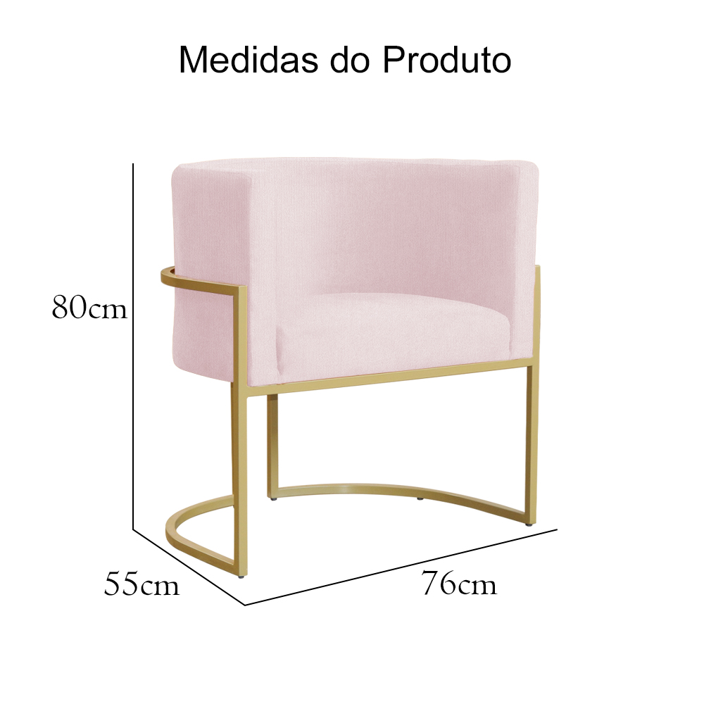 Poltrona Decorativa Luana Requinte Suede Rosa Bebê - DS Estofados