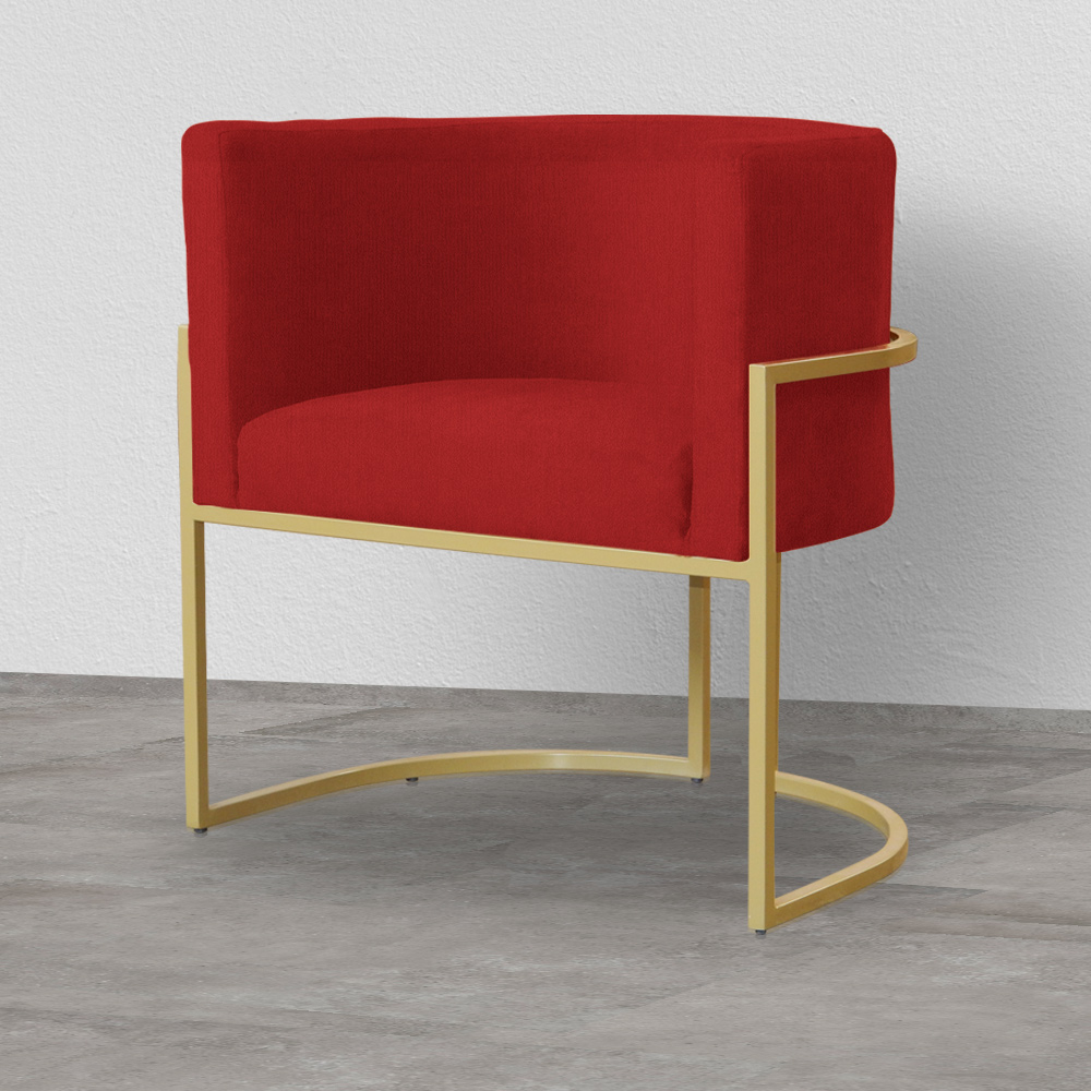 Poltrona Decorativa Luana Requinte Suede Vermelho - DS Estofados