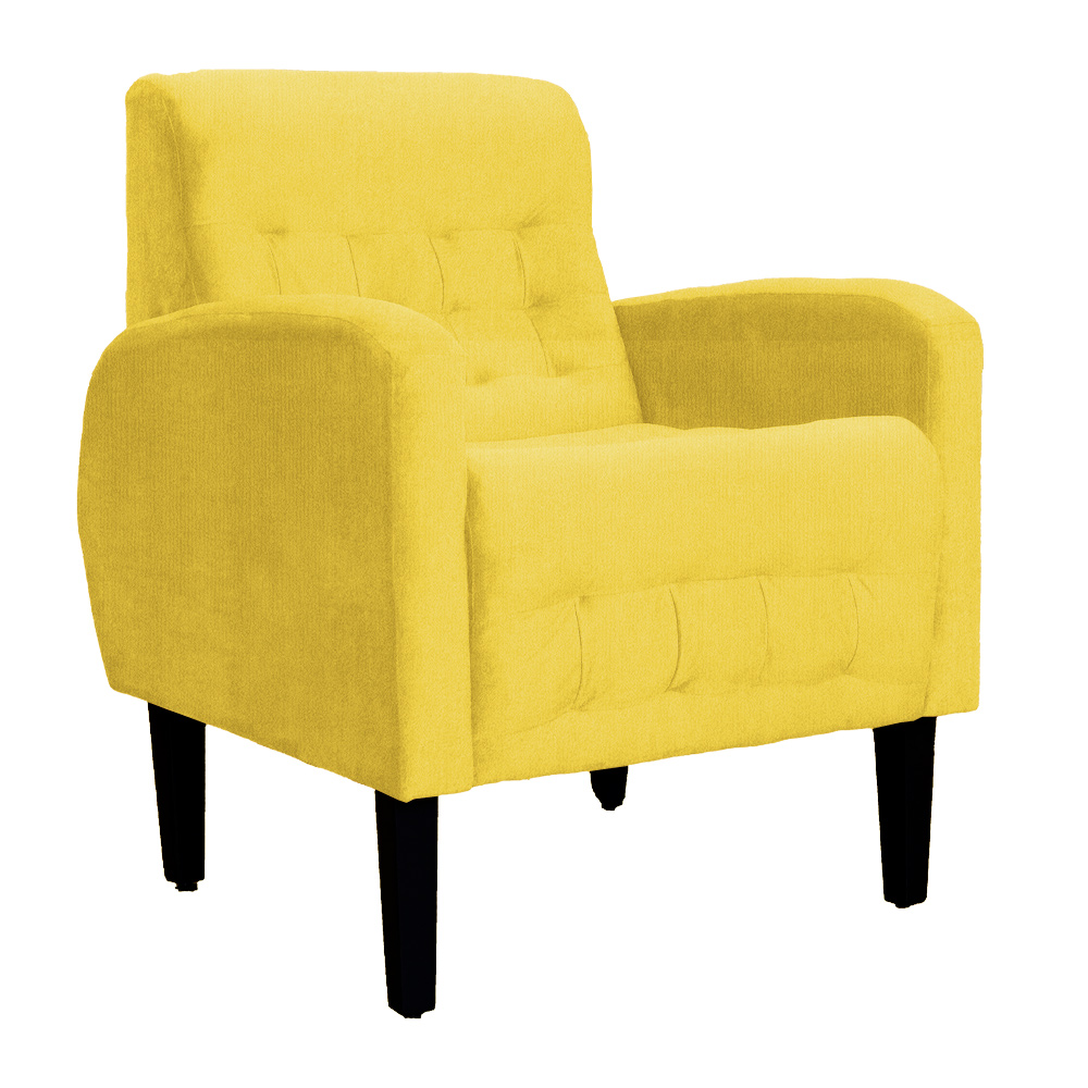 Poltrona Decorativa Luiza Para Sala Suede Amarelo - DS Estofados
