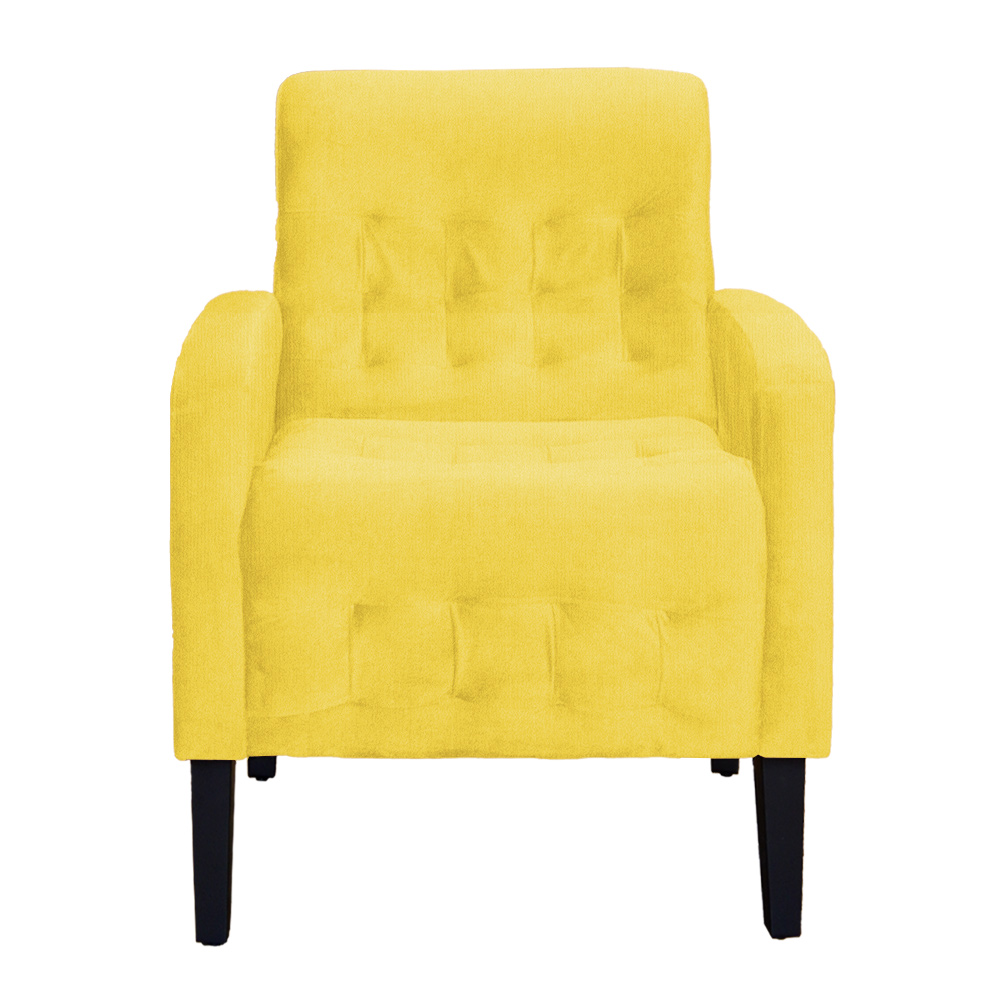Poltrona Decorativa Luiza Para Sala Suede Amarelo - DS Estofados