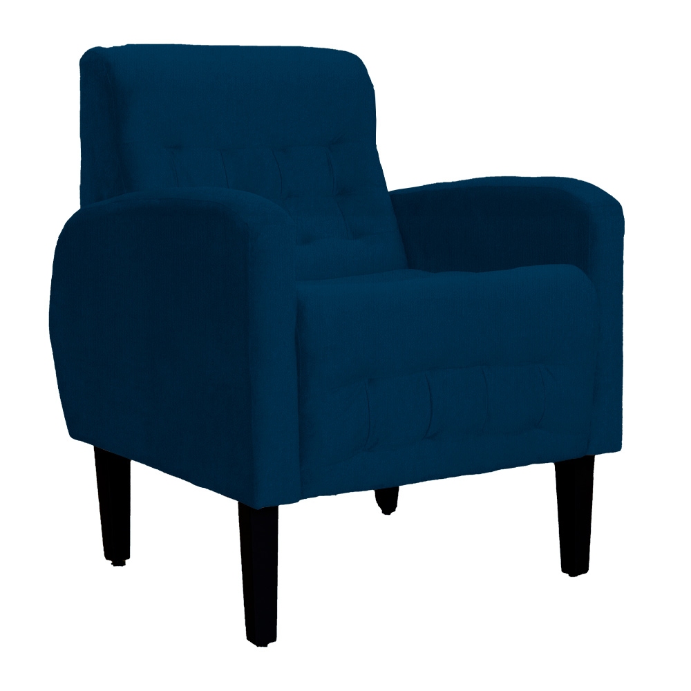 Poltrona Decorativa Luiza Para Sala Suede Azul Marinho - DS Estofados