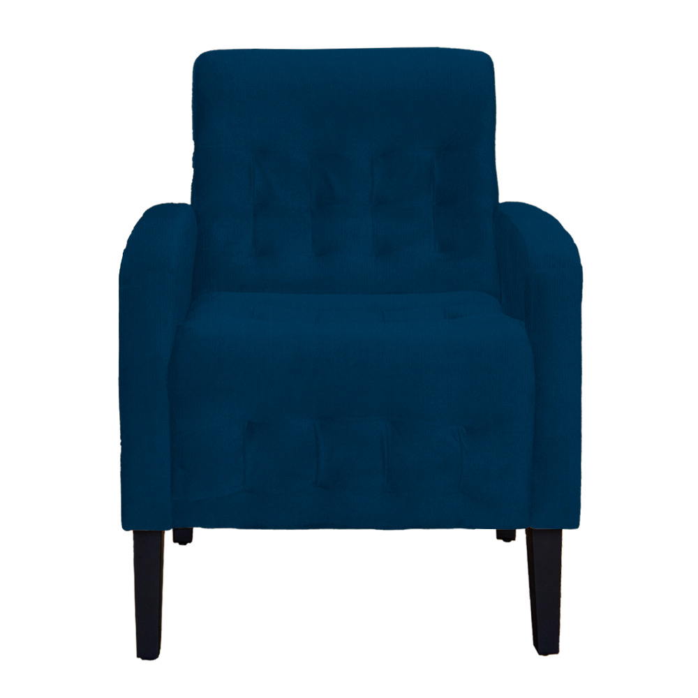 Poltrona Decorativa Luiza Para Sala Suede Azul Marinho - DS Estofados