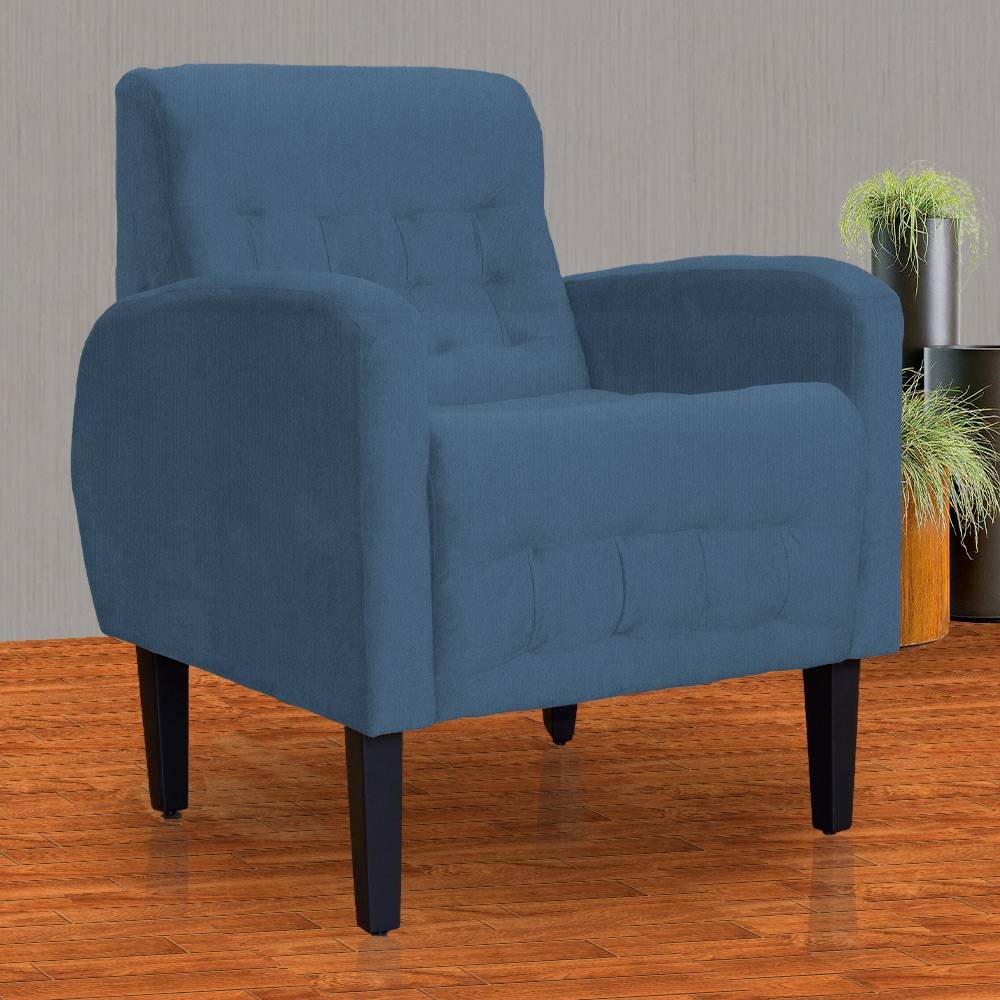 Poltrona Decorativa Luiza Para Sala Suede Azul Royal - DS Estofados