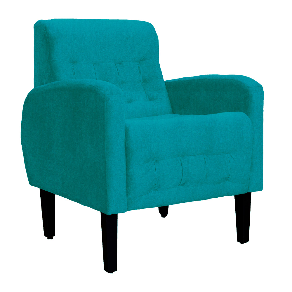 Poltrona Decorativa Luiza Para Sala Suede Azul Turquesa - DS Estofados