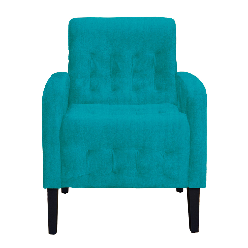 Poltrona Decorativa Luiza Para Sala Suede Azul Turquesa - DS Estofados