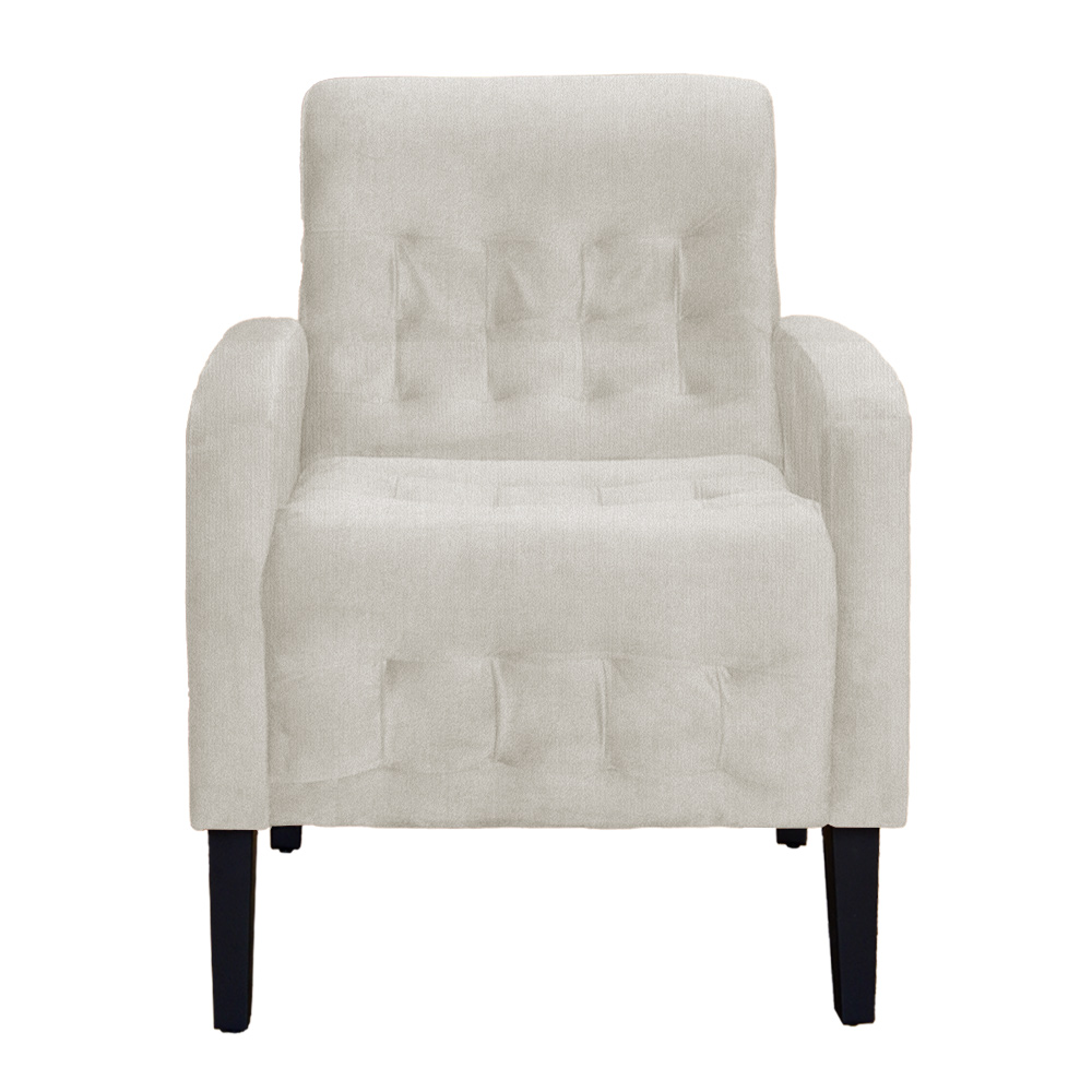 Poltrona Decorativa Luiza Para Sala Suede Bege - DS Estofados