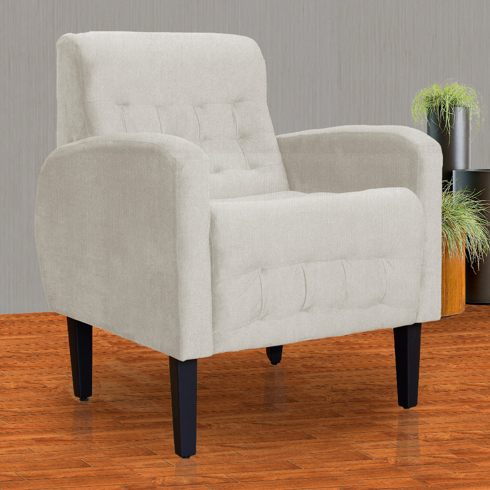 Poltrona Decorativa Luiza Para Sala Suede Bege - DS Estofados