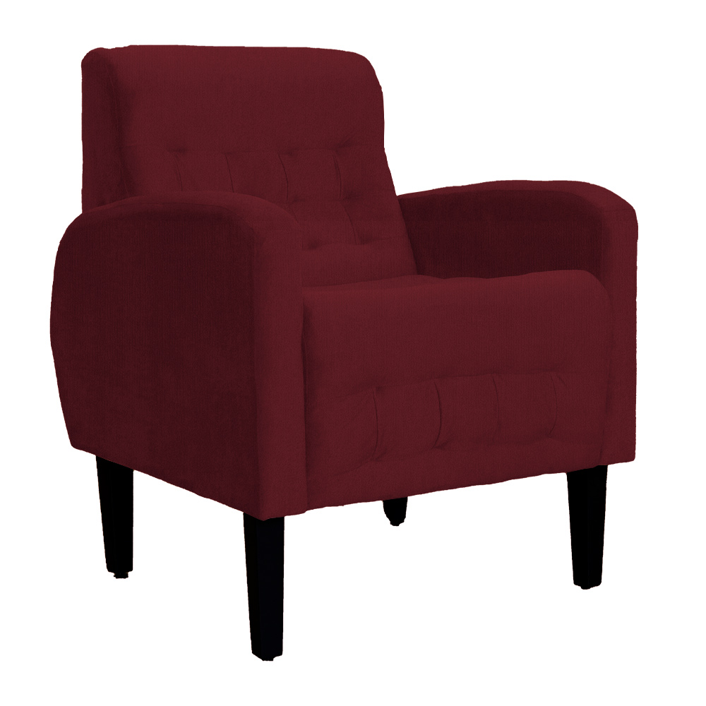 Poltrona Decorativa Luiza Para Sala Suede Bordô - DS Estofados