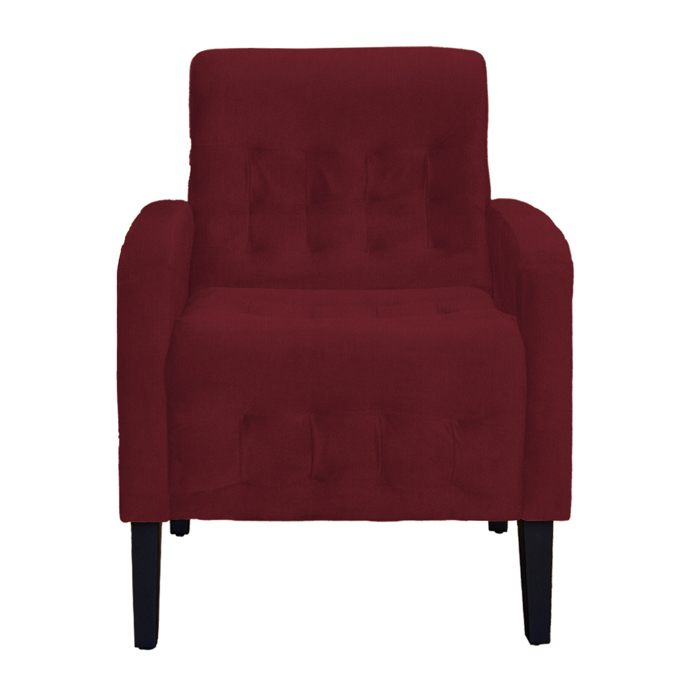 Poltrona Decorativa Luiza Para Sala Suede Bordô - DS Estofados