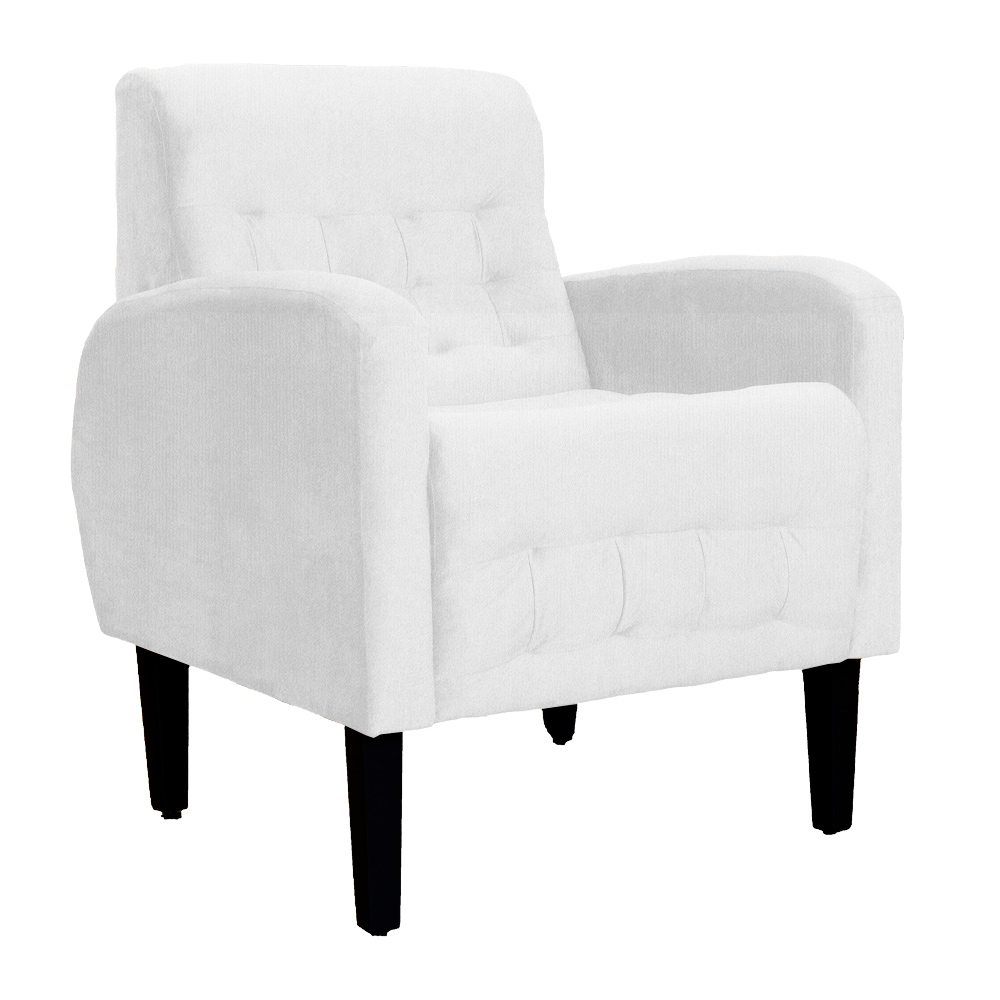 Poltrona Decorativa Luiza Para Sala Suede Branco - DS Estofados