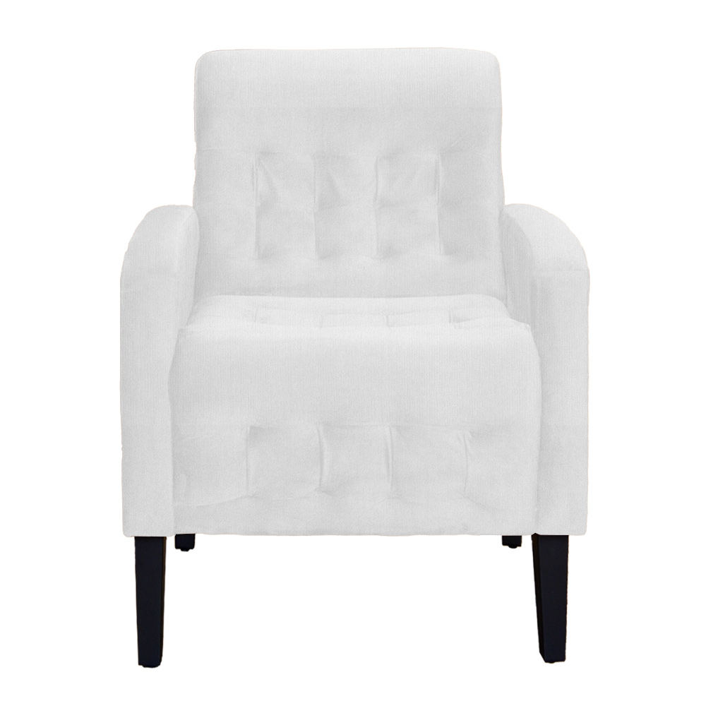 Poltrona Decorativa Luiza Para Sala Suede Branco - DS Estofados
